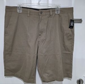 Volcom Men's Khaki Flat Front Shorts